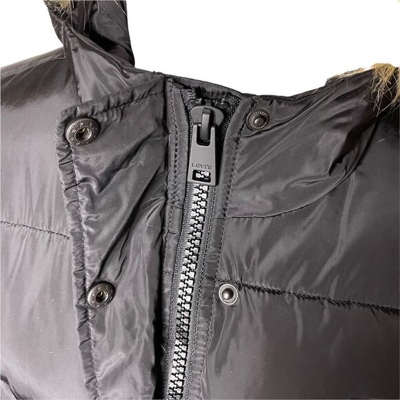 Levi's Faux Fur trim Snorkel Bomber jacket Medium black - Picture 5 of 13
